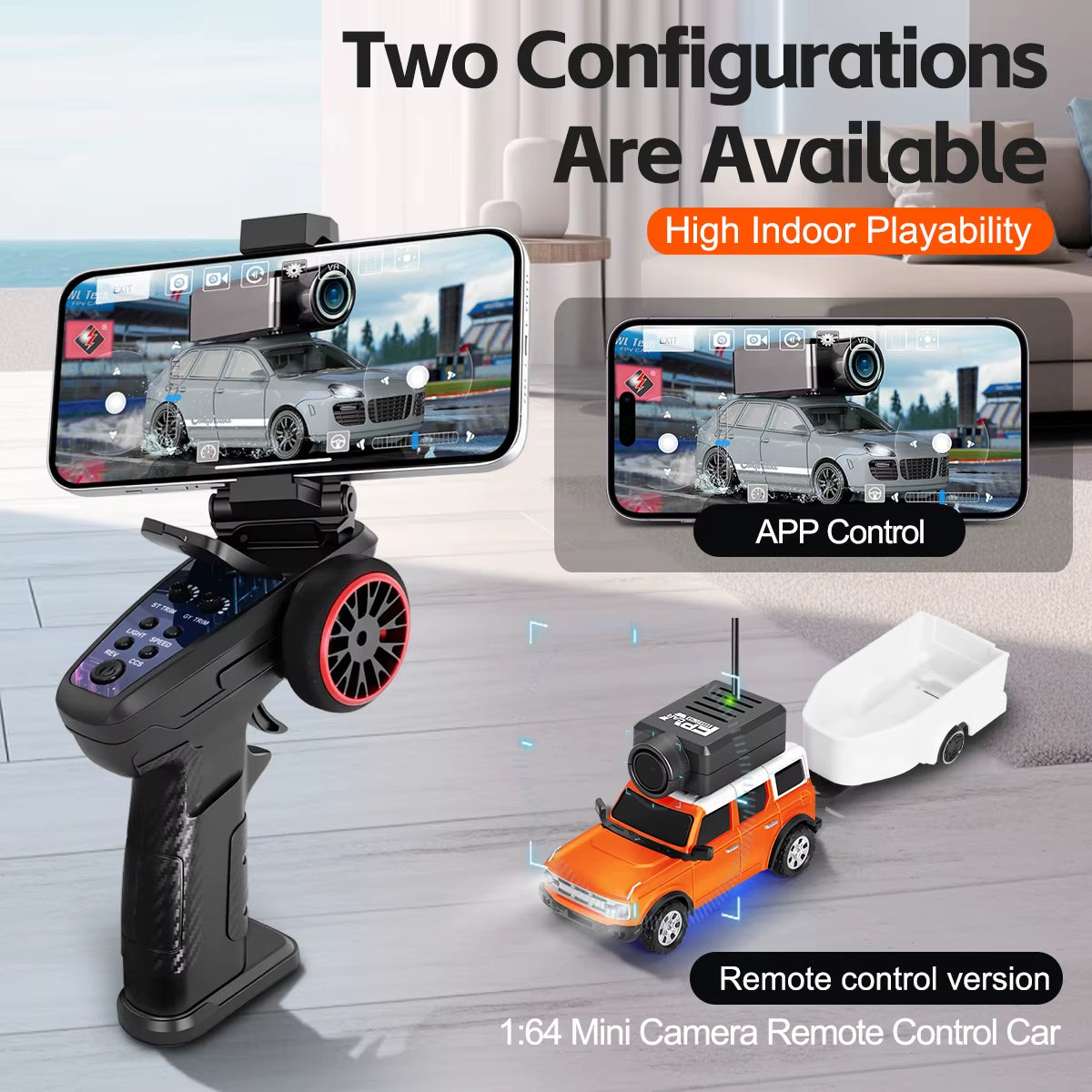 6405 1/64 Full Size Mini RC Car with FPV HD Camera 2.4G with Gyroscope Remote Control Cars Gifts for Desktop Toys