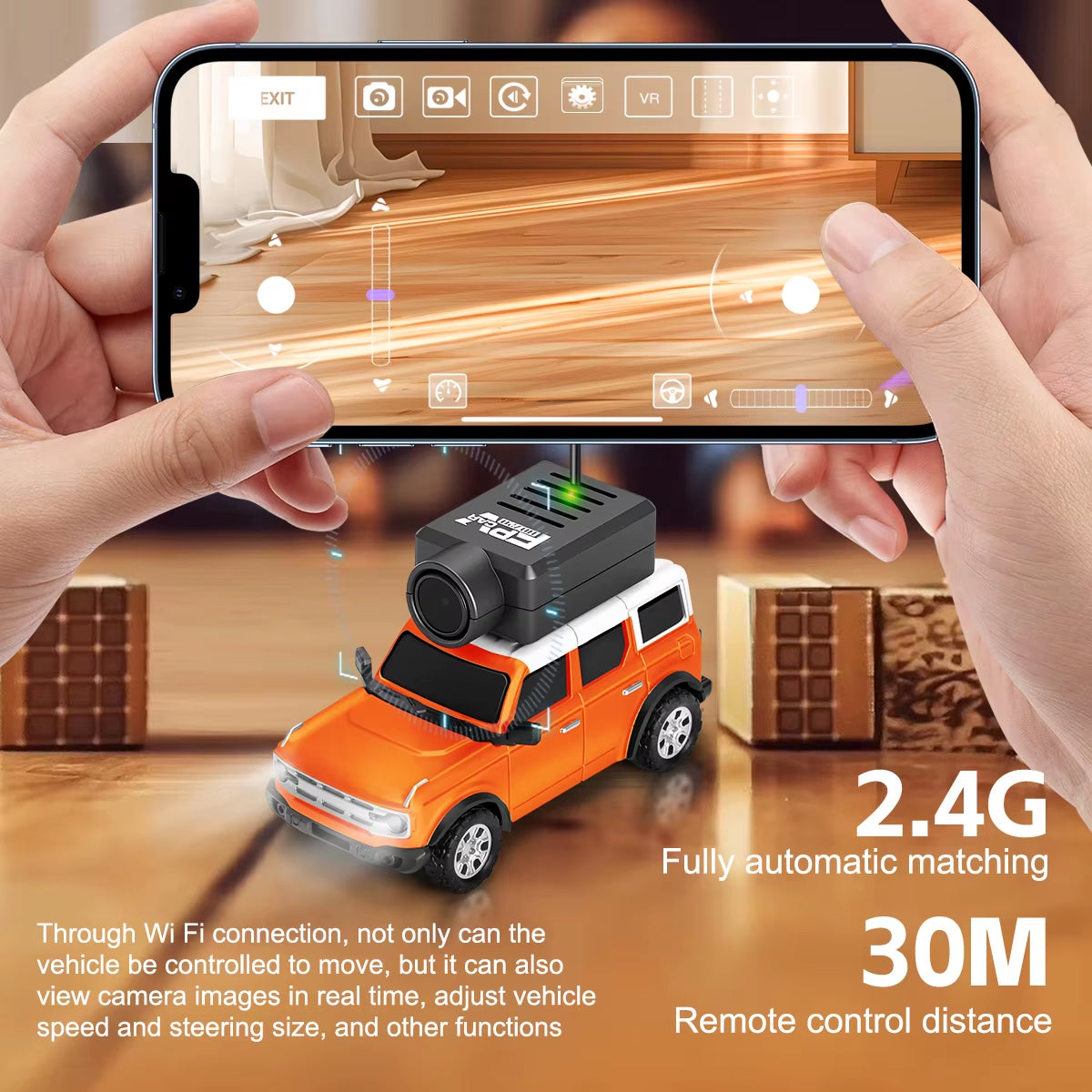 6405 1/64 Full Size Mini RC Car with FPV HD Camera 2.4G with Gyroscope Remote Control Cars Gifts for Desktop Toys